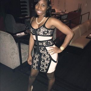 Nude and black body color dress